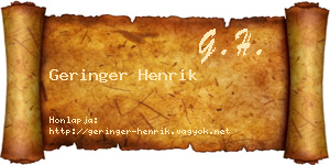 Geringer Henrik névjegykártya
